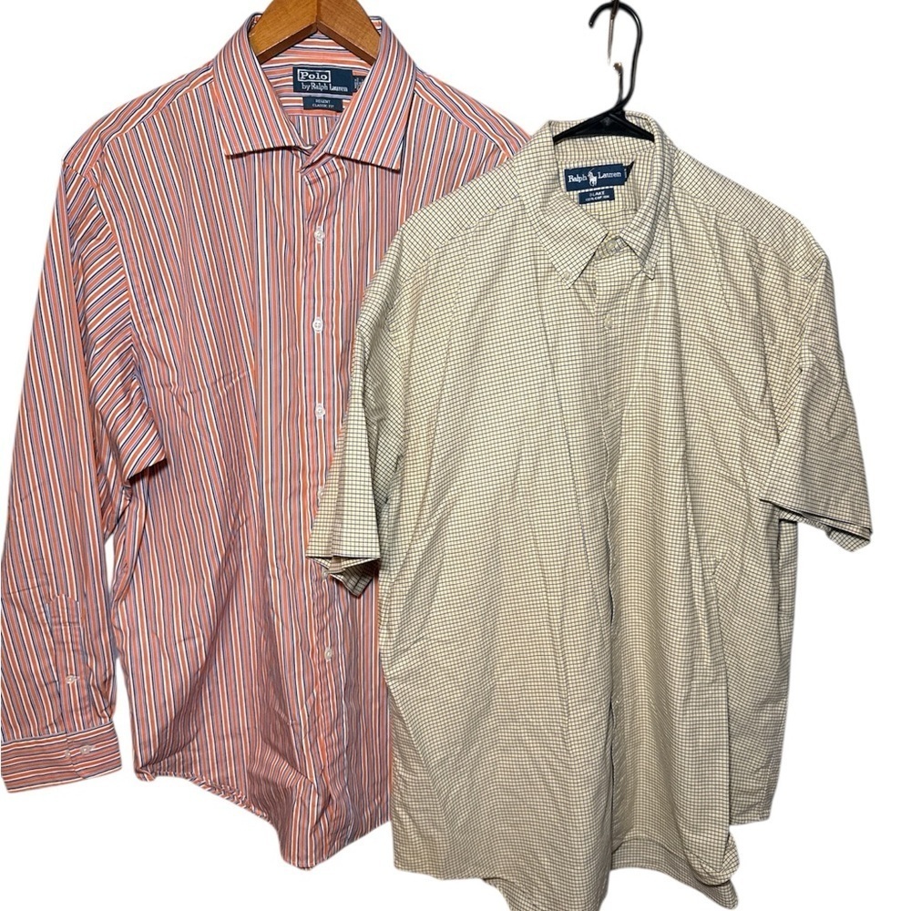 Polo by Ralph Lauren Men's Button Up Long Sleeve & Short Sleeve Lot of 2 Size XL